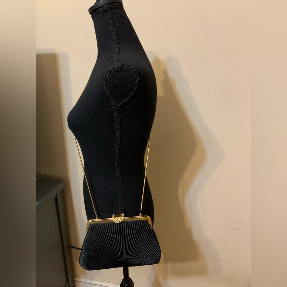 Black satin La Regale vintage crossbody bag